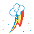 Pixel art of Rainbow Dash's cutie mark in the show My Little Pony: Friendship is Magic