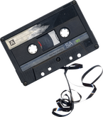 Video cassette A video cassette with some of the tape pulled out of it